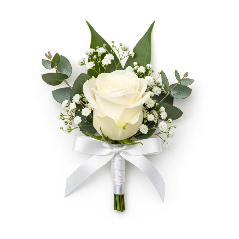 Classic White Boutonnière - Premium Romance & Anniversary flower arrangement | Gemma Flowers delivery