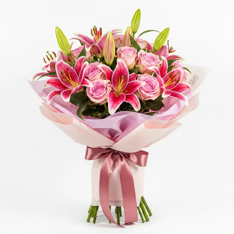 Pink Lily Rose - Premium Birthday & Romance & Anniversary & Thank You & Mother's Day flower arrangement | Gemma Flowers delivery